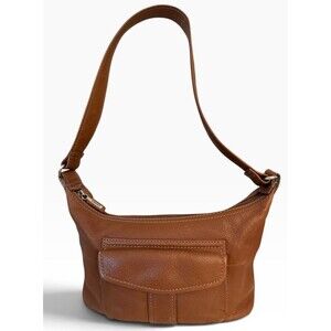 FOSSIL Brown Leather Handbag Shoulderbag Vintage Purse Medium Hobo Boho Classic